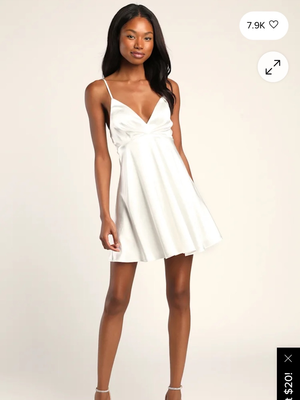 Lulu's White V-Neck Spaghetti Strap Mini Dress